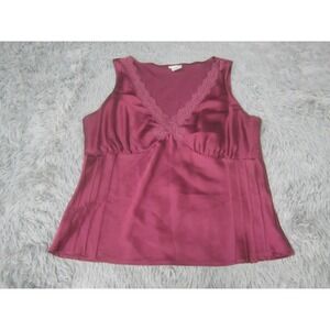 George Womens XL 16/18 Tank Top Stretch V-Neck Casual Satin Polyester